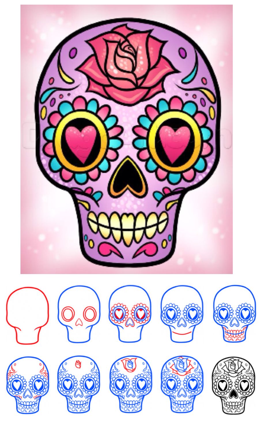 906x1482 How To Draw A Sugar Skull Easy!' - Easy Sugar Skull Drawing