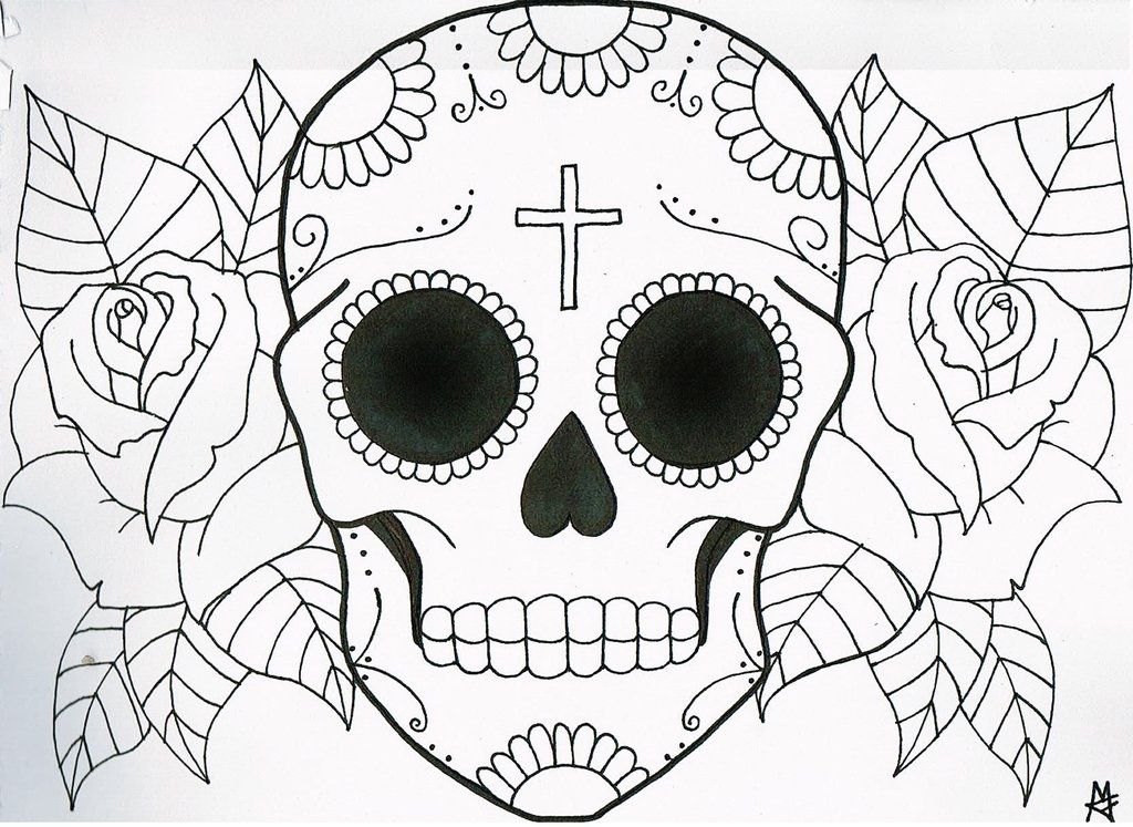 1024x747 Kids Coloring Easy Skull Coloring Pages For Kids Sugar Skull - Easy Sugar Skull Drawing