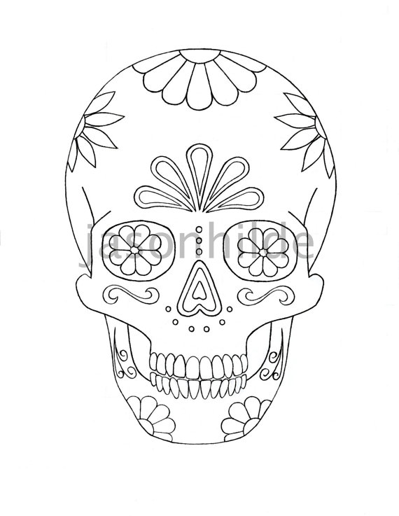 570x737 Sugar Skull Coloring Pages - Easy Sugar Skull Drawing