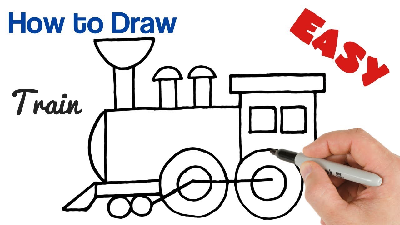 1280x720 How To Draw A Train Steam Locomotive Easy For Kids - Easy Train Drawing