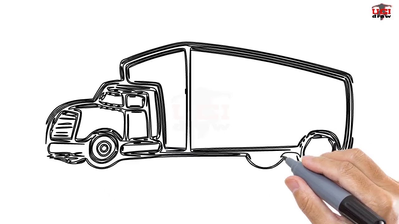 1280x720 How To Draw A Truck Easy Step - Easy Truck Drawing