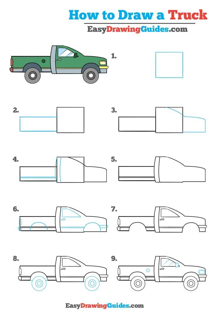 736x1080 How To Draw A Truck Really Easy Drawing Tutorial Art - Easy Truck Drawing