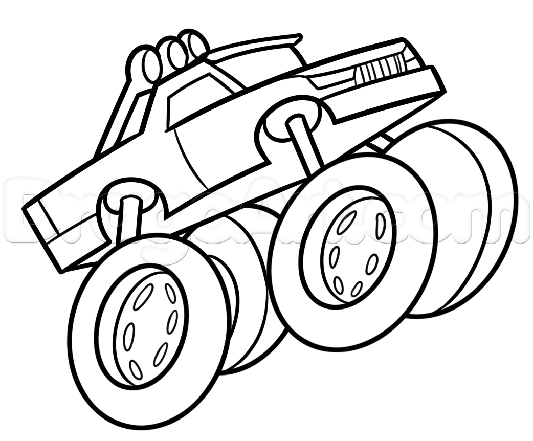 1042x862 Step Drawing A Monster Truck Easy - Easy Truck Drawing