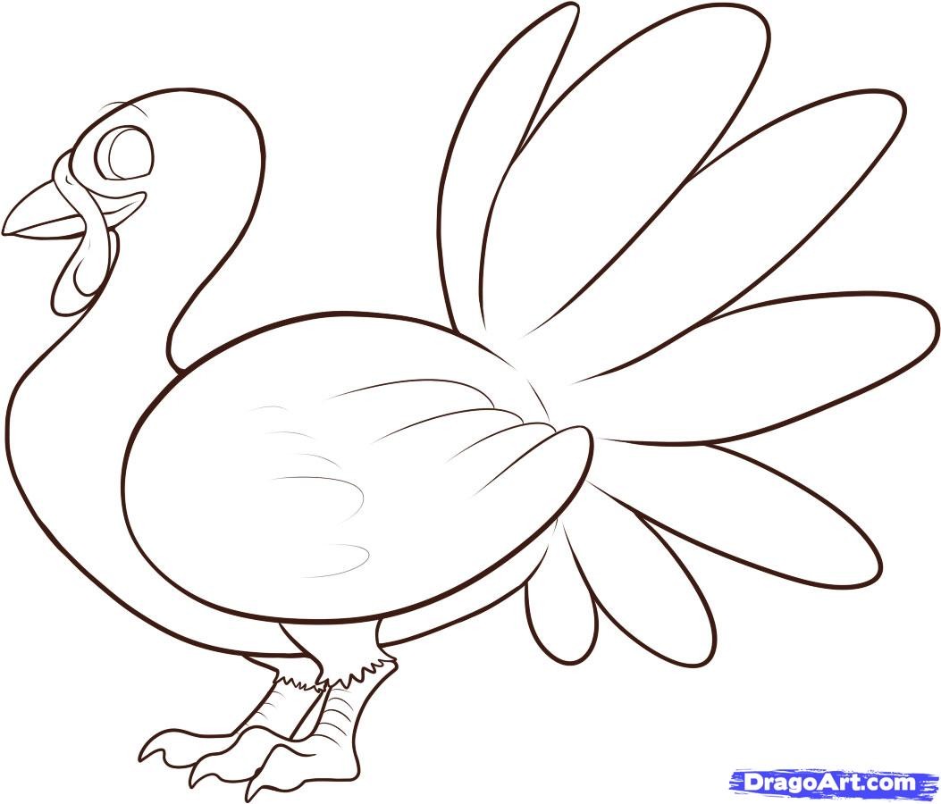 1053x900 For Draw A Simple Turkey - Easy Turkey Drawing