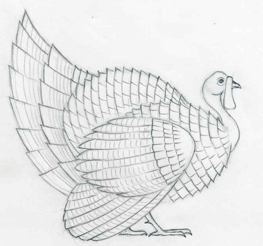 924x865 How To Draw A Turkey In Pencil - Easy Turkey Drawing