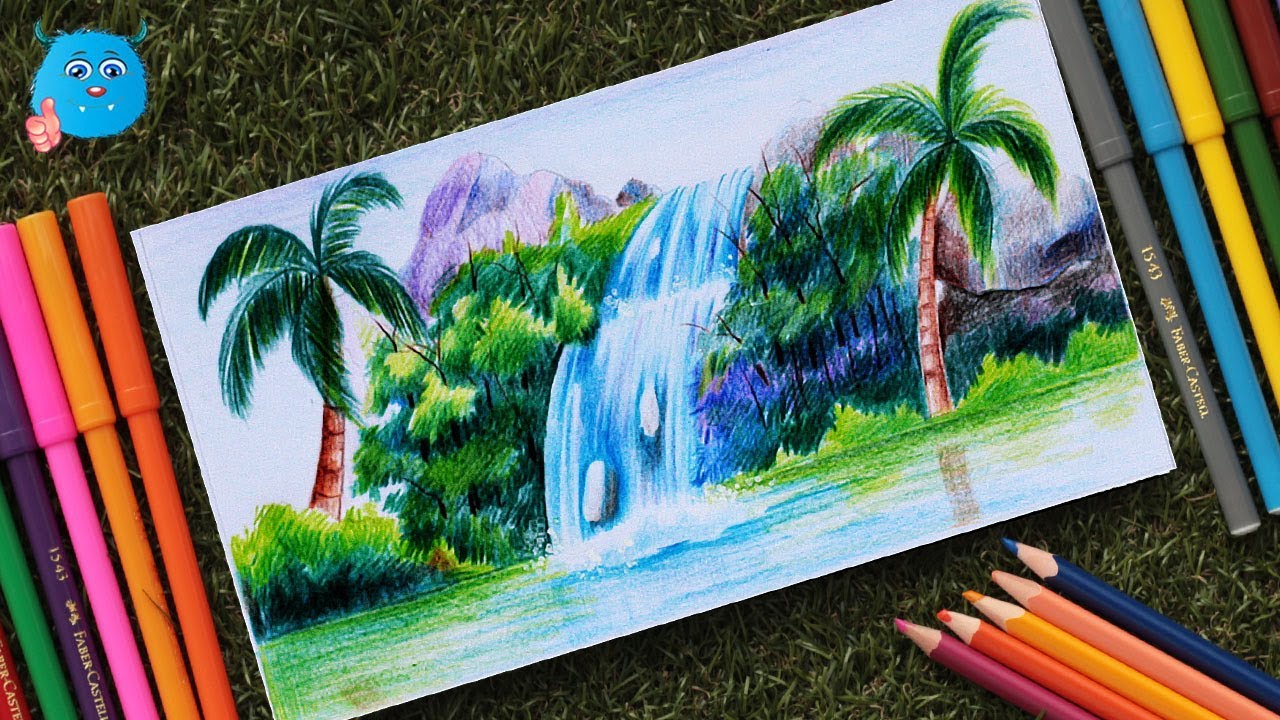 Easy Waterfall Drawing at PaintingValley.com | Explore collection of