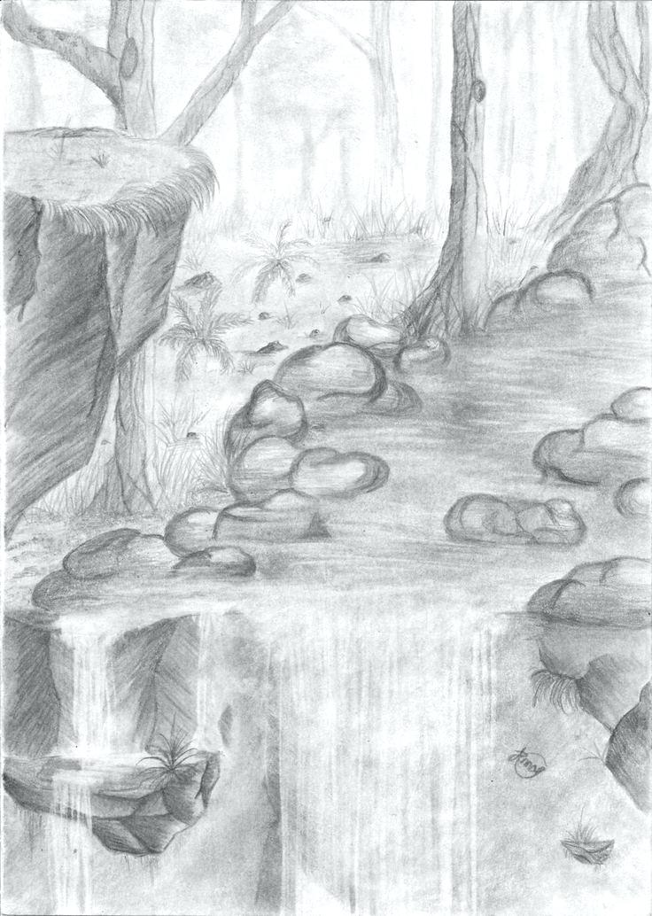 easy waterfall drawing
