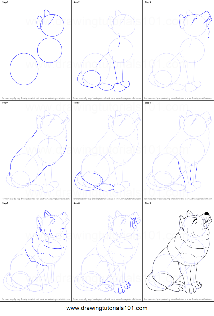 751x1107 How To Draw A Wolf For Kids Printable Step - Easy Wolf Drawing Step By Step