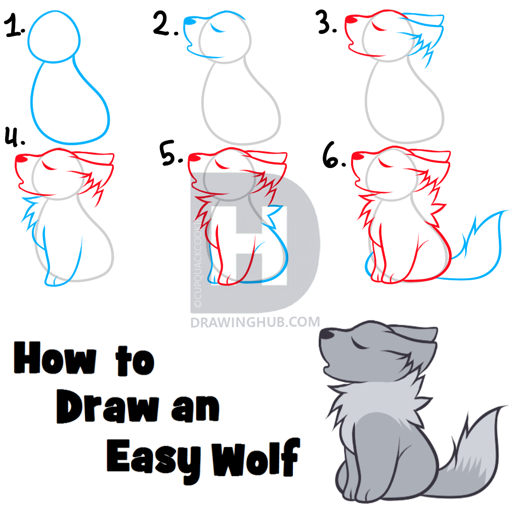 Easy Wolf Drawing Step By Step at PaintingValley.com | Explore ...