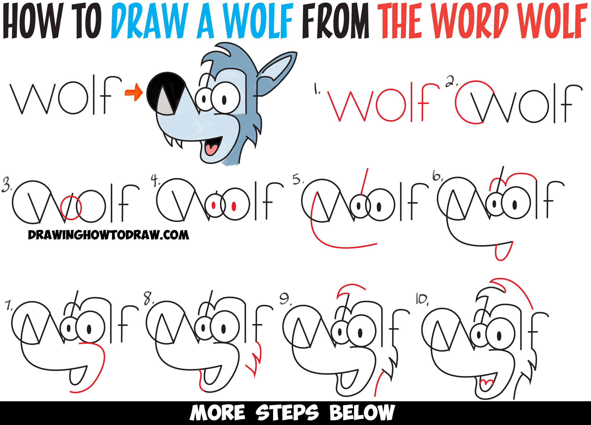 2315x1666 How To Draw Cartoon Wolves From The Word Wolf Easy Steps Drawing - Easy Wolf Drawing Step By Step