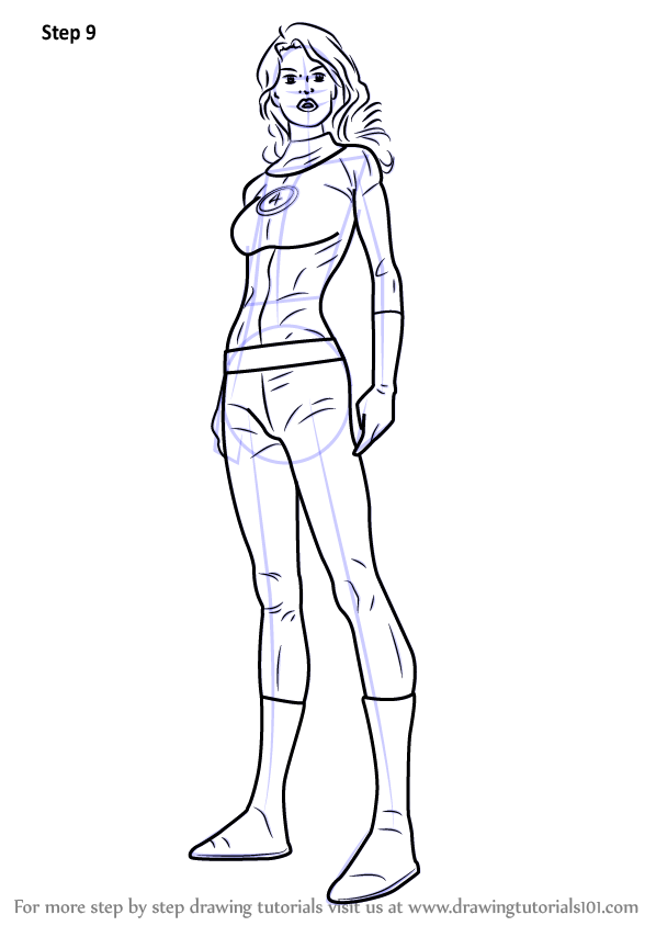 598x844 learn how to draw invisible woman - Easy Woman Drawing