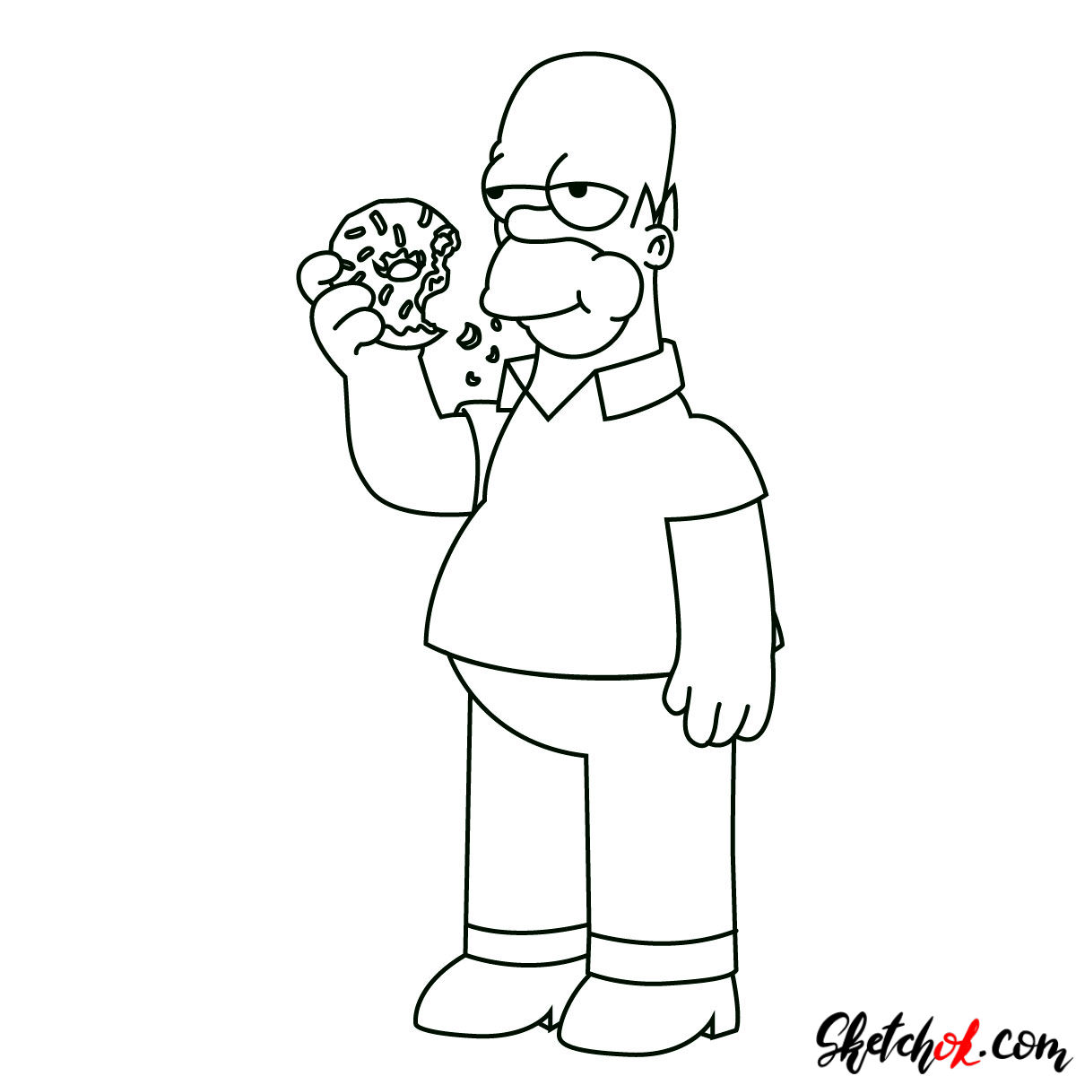 1200x1200 how to draw homer simpson eating a donut - Eating Drawing