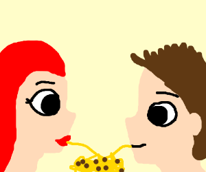 300x250 Two People Eating Food Drawing - Eating Food Drawing