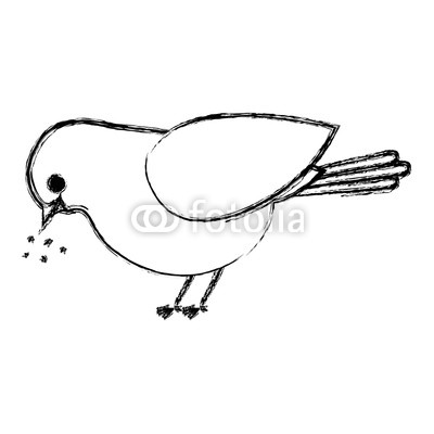 400x400 Beautiful Bird Eating Food Decorative Icon Vector Illustration - Eating Food Drawing