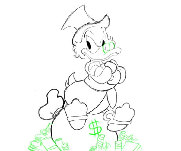 600x500 how to draw disney characters scrooge mcduck - Ebenezer Scrooge Drawing