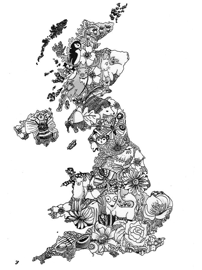 673x900 Uk Map Drawing - Edge Drawing