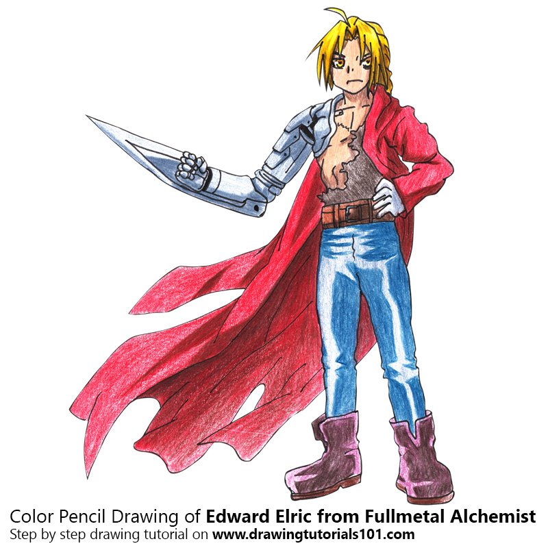 800x800 edward elric from fullmetal alchemist colored pencils - Edward Elric Drawing