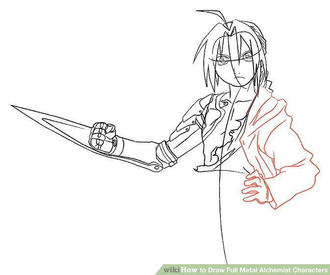 672x560 How To Draw Full Metal Alchemist Characters Steps - Edward Elric Drawing