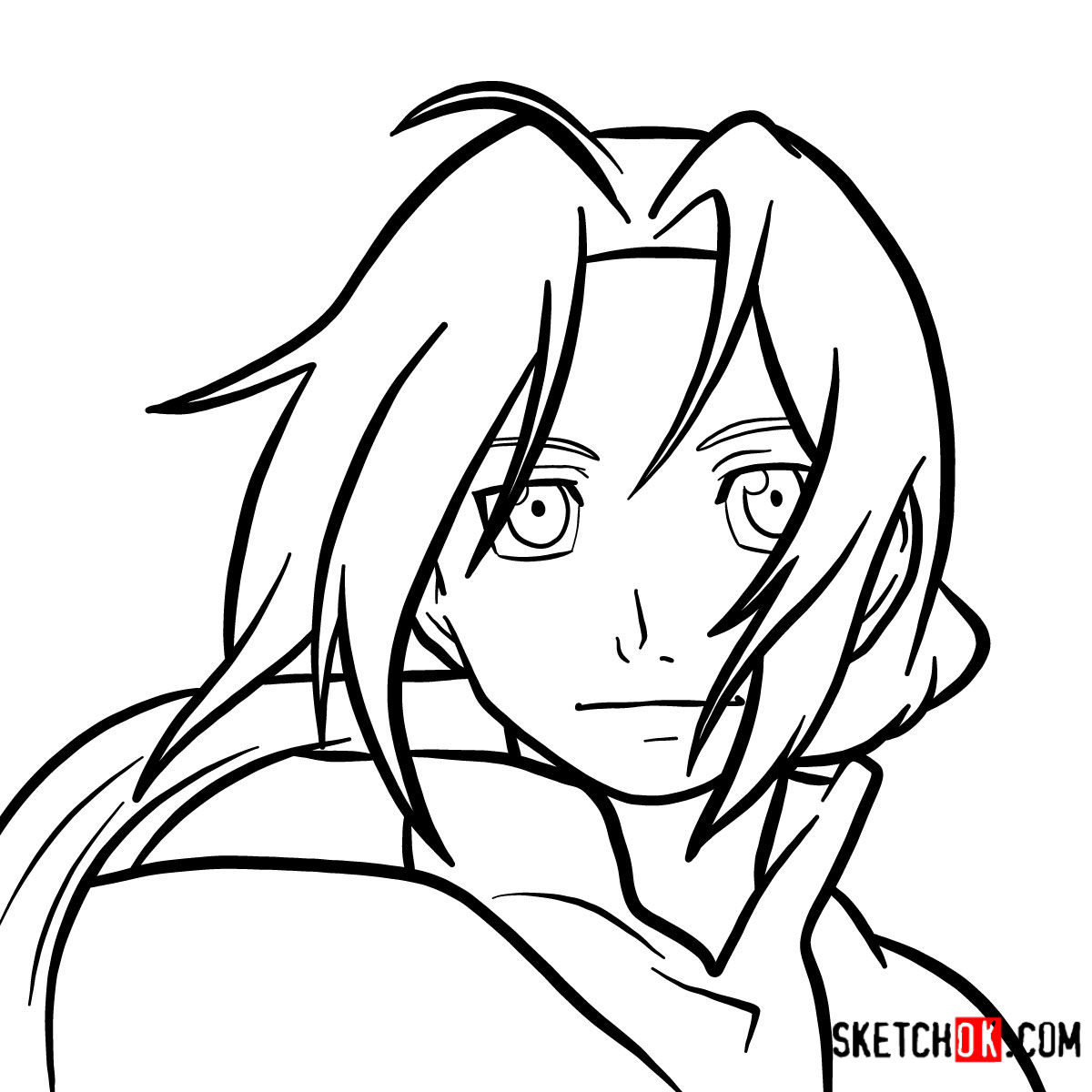 1200x1200 how to draw edward elric's face fullmetal alchemist - Edward Elric Drawing