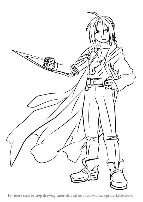 596x842 learn how to draw edward elric from fullmetal alchemist - Edward Elric Drawing