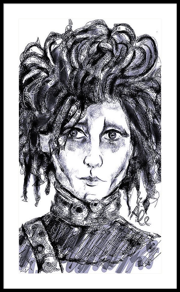 600x971 edward scissorhands phone sketch framed print - Edward Scissorhands Drawing