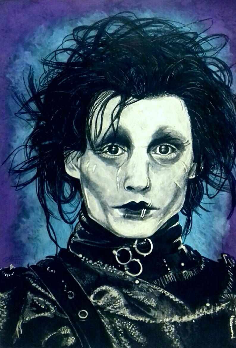794x1169 edward scissorhands portrait drawing original fan wall art etsy - Edward Scissorhands Drawing