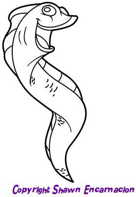 277x400 how to draw a cartoon electric eel kc's baby shower drawings - Eel Drawing
