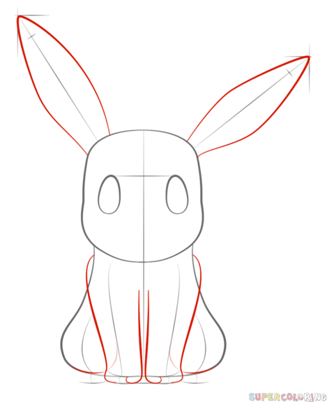 469x575 How To Draw Eevee The Pokemon Step - Eevee Drawing