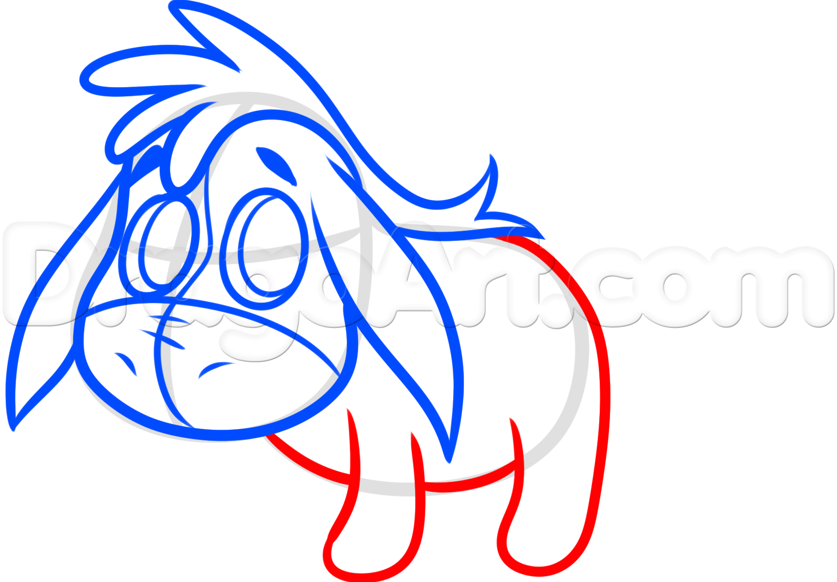 1718x1196 How To Draw Chibi Eeyore, Step - Eeyore Drawing