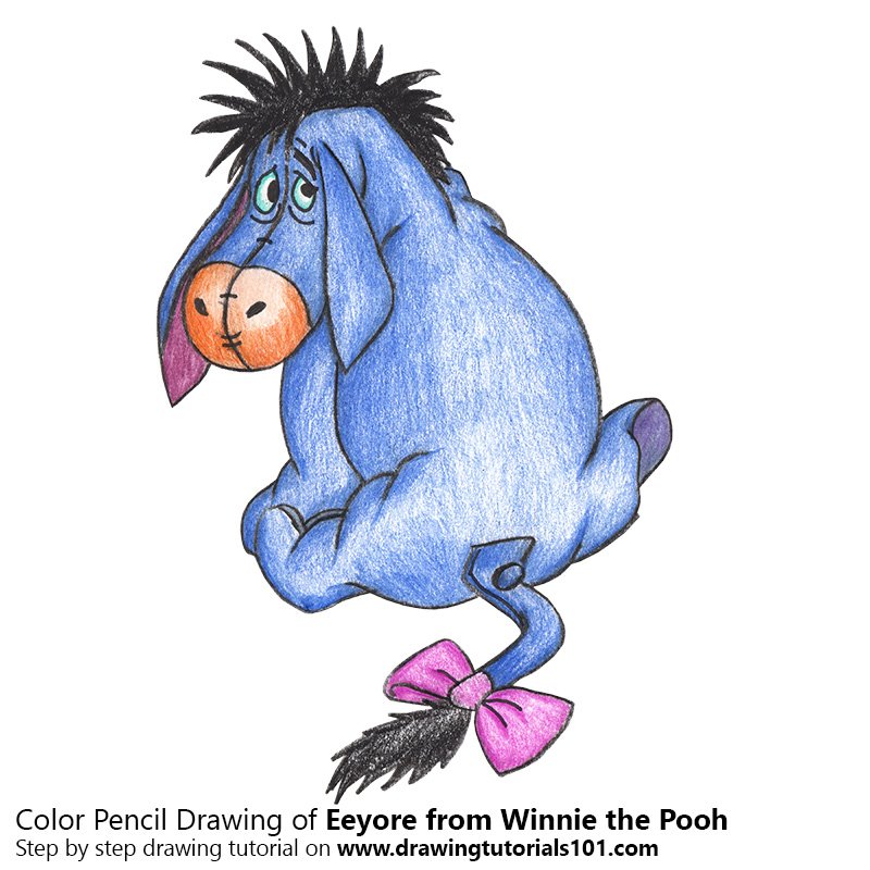800x800 Eeyore From Winnie The Pooh Colored Pencils - Eeyore Drawing