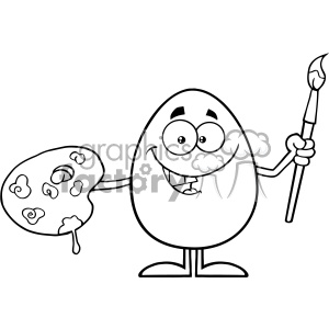 300x300 Royalty Free Rf Clipart Black And White Smiling Egg Cartoon - Egg Cartoon Drawing