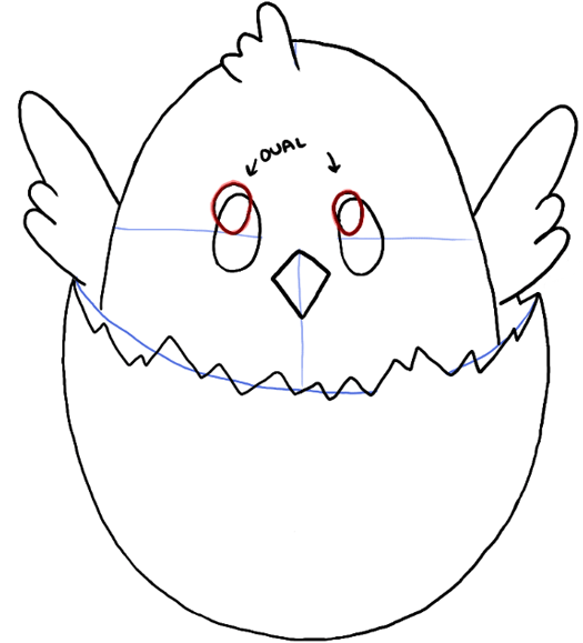 525x579 How To Draw A Baby Chick In An Egg Shell For Easter Drawing - Egg Cartoon Drawing