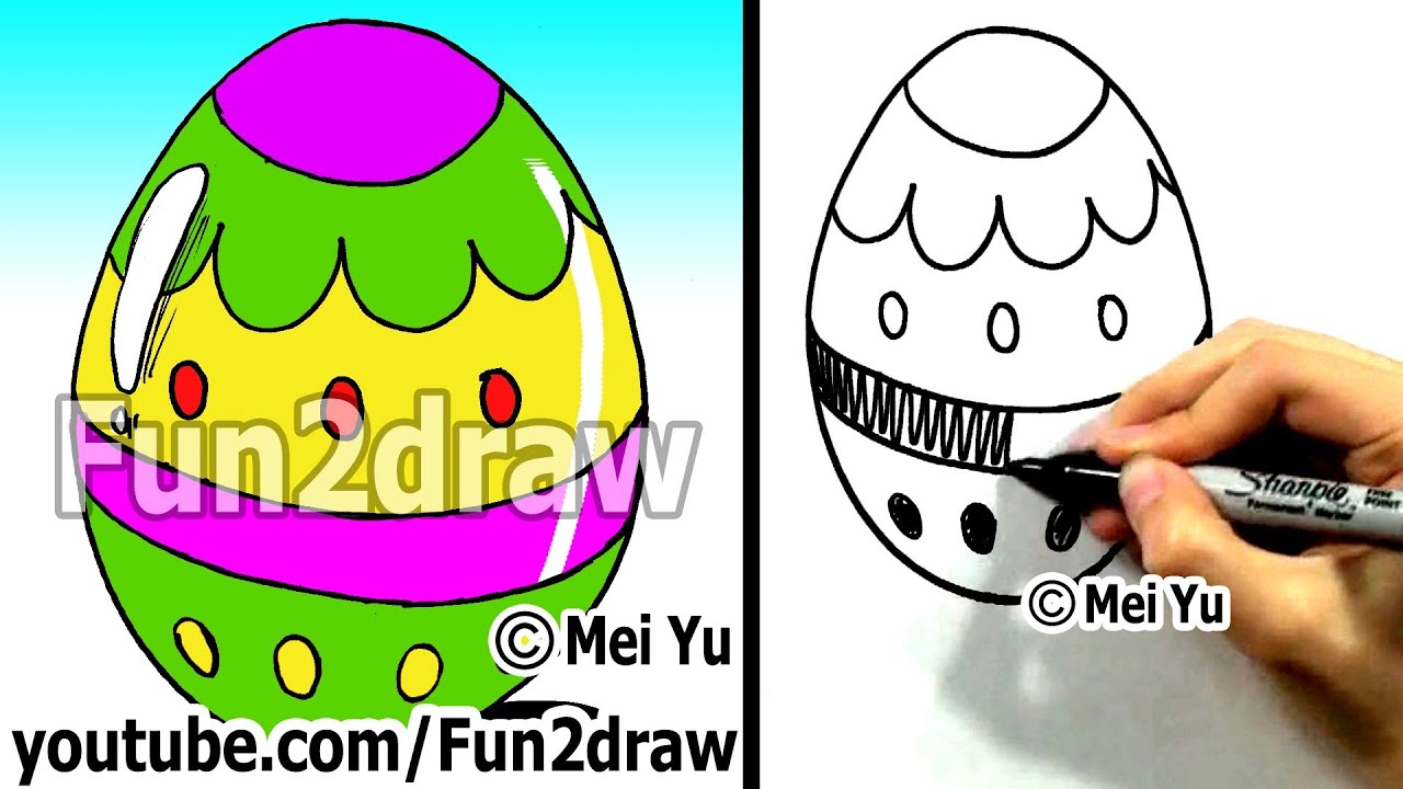 1280x720 How To Draw A Cartoon Easter Egg - Egg Cartoon Drawing