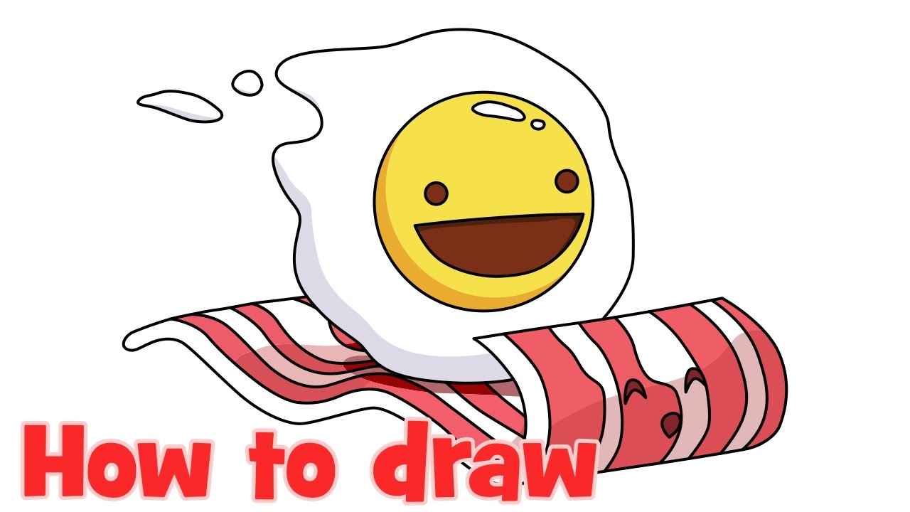 1280x720 how to draw and coloring egg and bacon breakfast friends slowly - Egg Cartoon Drawing
