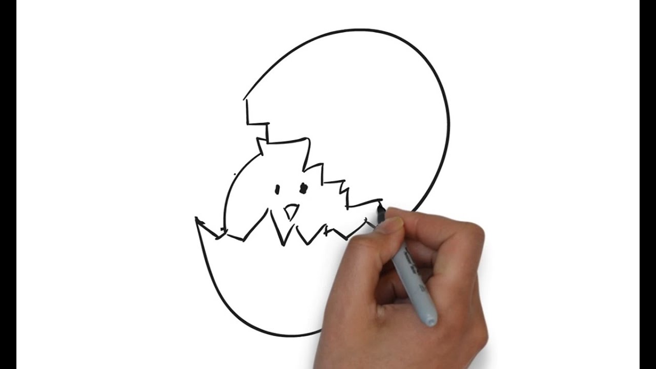 1280x720 Easy Step For Kids How To Draw A Chicken Eggs Hatch - Egg Drawing
