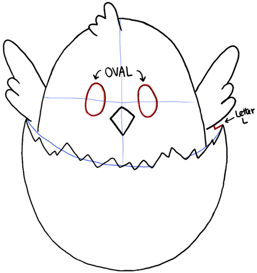 525x559 How To Draw A Baby Chick In An Egg Shell For Easter Drawing - Egg Drawing