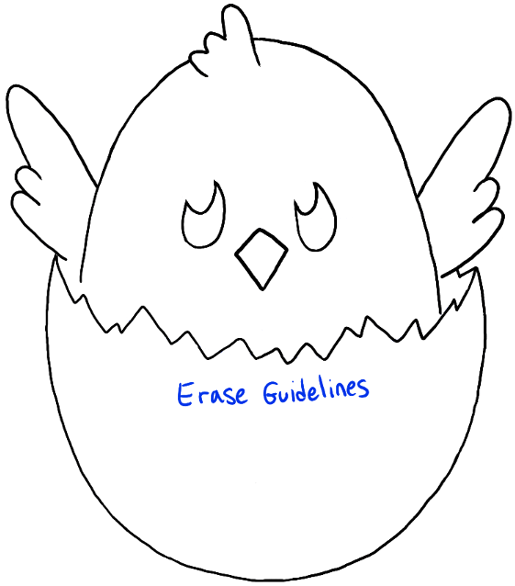 515x586 How To Draw A Baby Chick In An Egg Shell For Easter Drawing - Egg Hatching Drawing