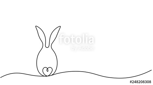 500x279 Easter Egg Bunny Rabbit One Line Drawing Vector Illustration - Egg Line Drawing