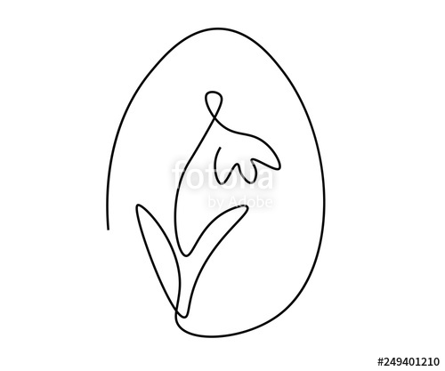 500x417 Easter Egg Isolated One White Background One Line Drawing, Vector - Egg Line Drawing