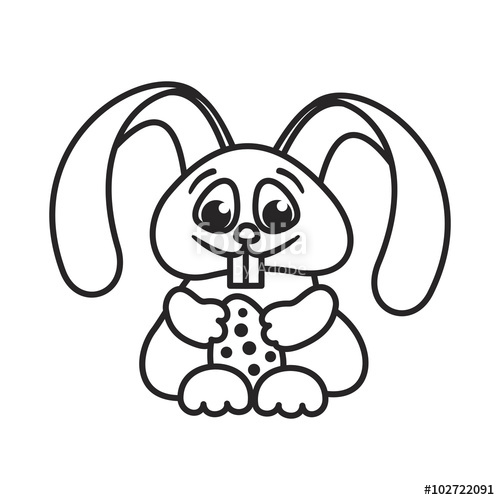 500x500 Easter Bunny Holding Easter Egg Outline Monochrome Stock Image - Egg Outline Drawing