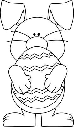 236x405 Black And White Easter Bunny Hugging An Easter Egg Line Drawings - Egg Outline Drawing