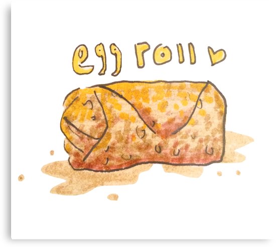 550x493 Egg Roll Metal Print - Egg Roll Drawing