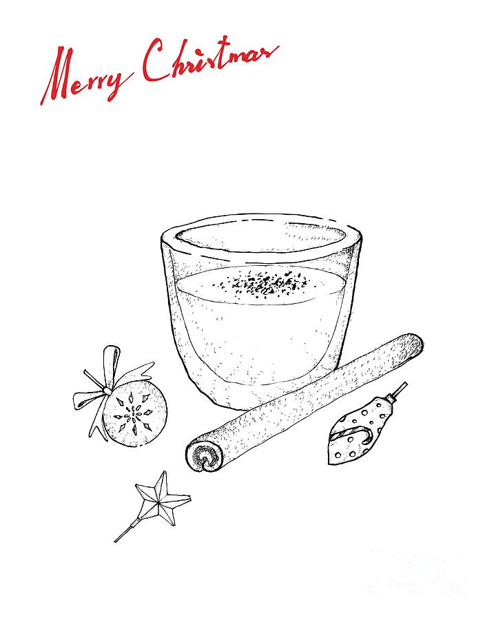 720x900 Hand Drawn Of Traditional Christmas Drink Eggnog Drawing - Eggnog Drawing