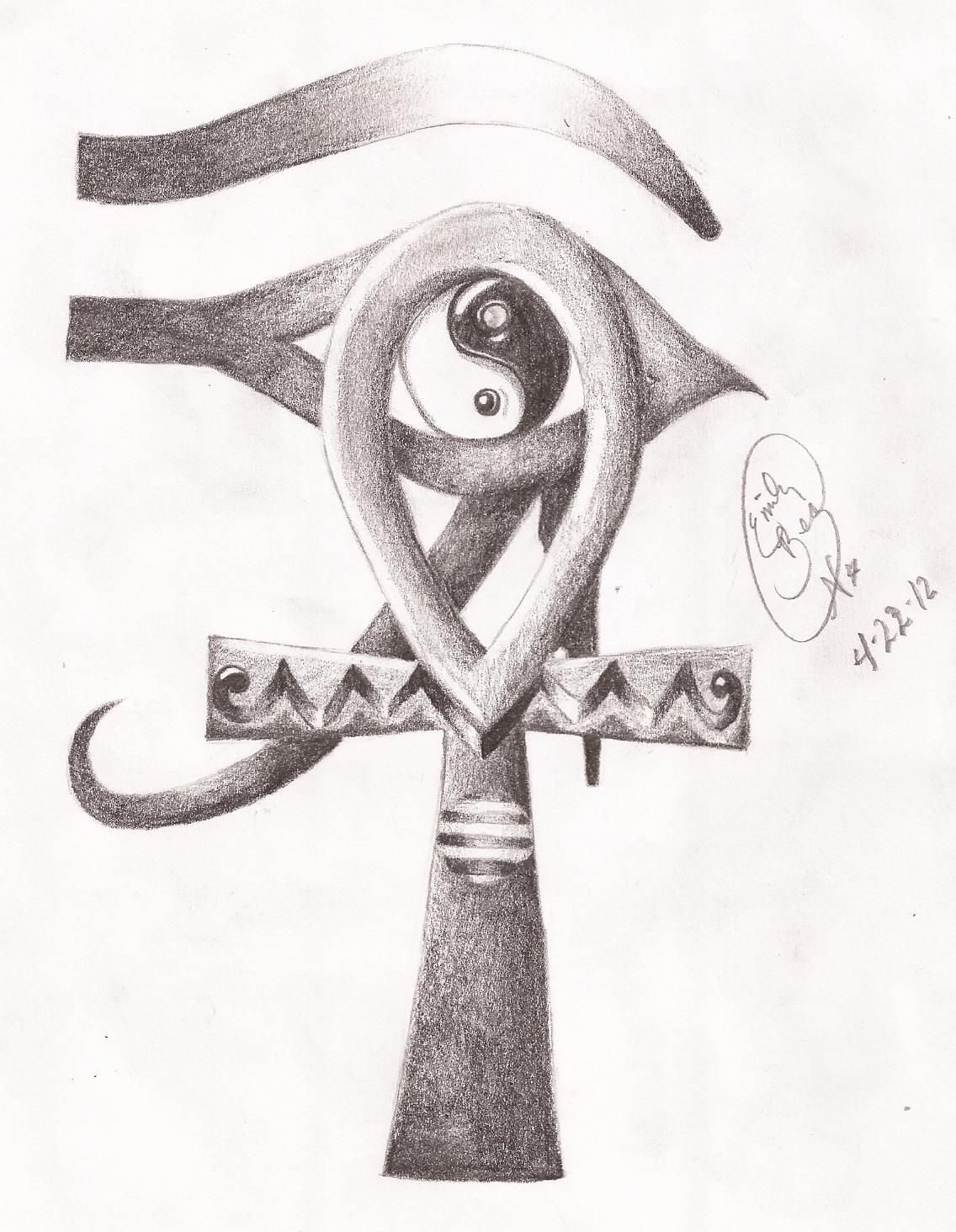 1136x1464 how to draw a ankh egyptian ankh and eye of horus yin yang - Egyptian Ankh Drawing
