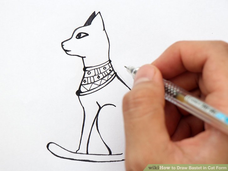 728x546 how to draw bastet in cat form - Egyptian Cat Drawing