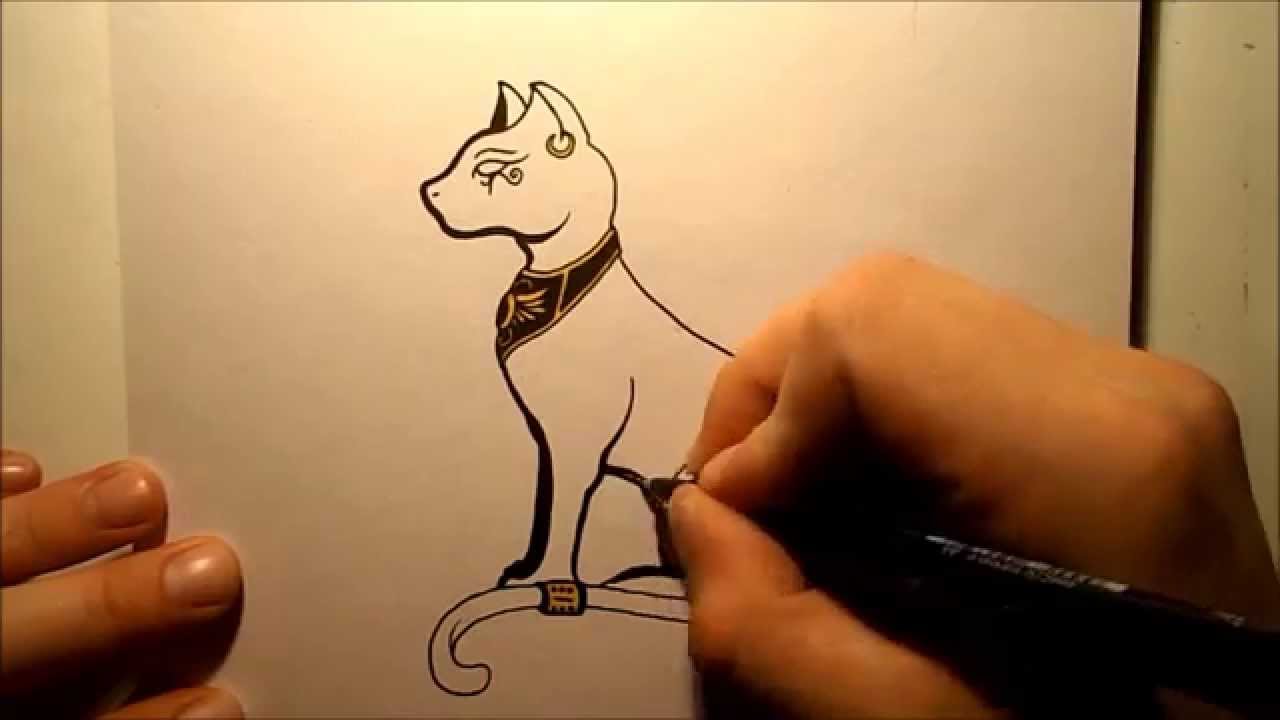 1280x720 how to draw an egyptian cat - Egyptian Cat Drawing