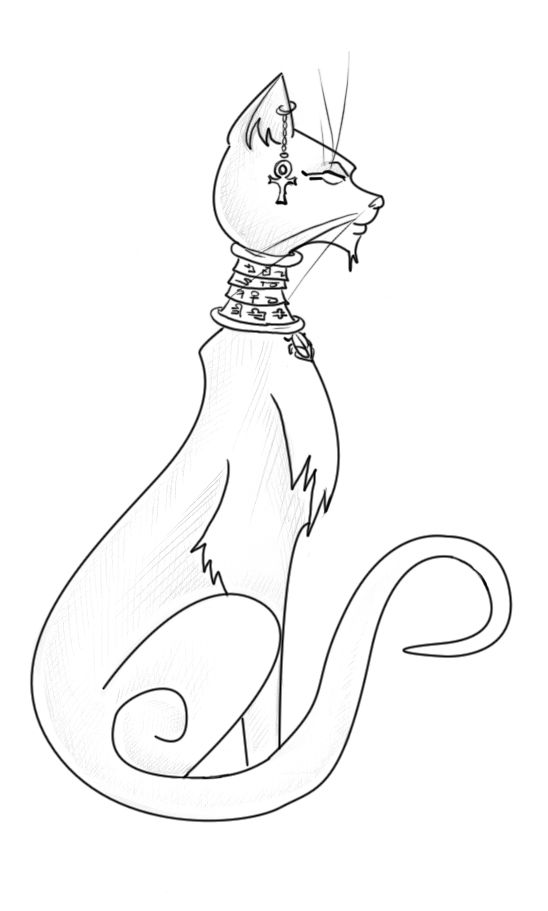 548x911 egyptian bastet drawing - Egyptian Cat Drawing