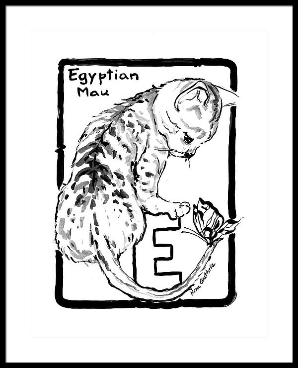 600x740 cat drawing egyptian mau framed print - Egyptian Cat Drawing