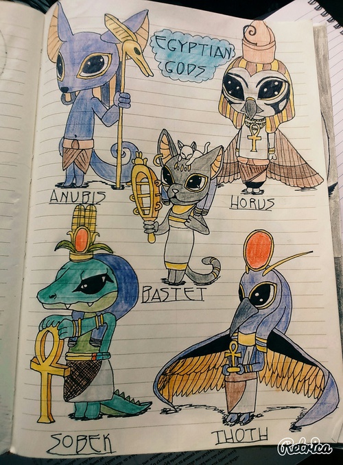 500x678 little egyptian gods uploaded - Egyptian Drawings