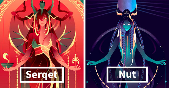 640x336 This French Artist Created Beautiful Illustrations Of Ancient - Egyptian Gods Drawings